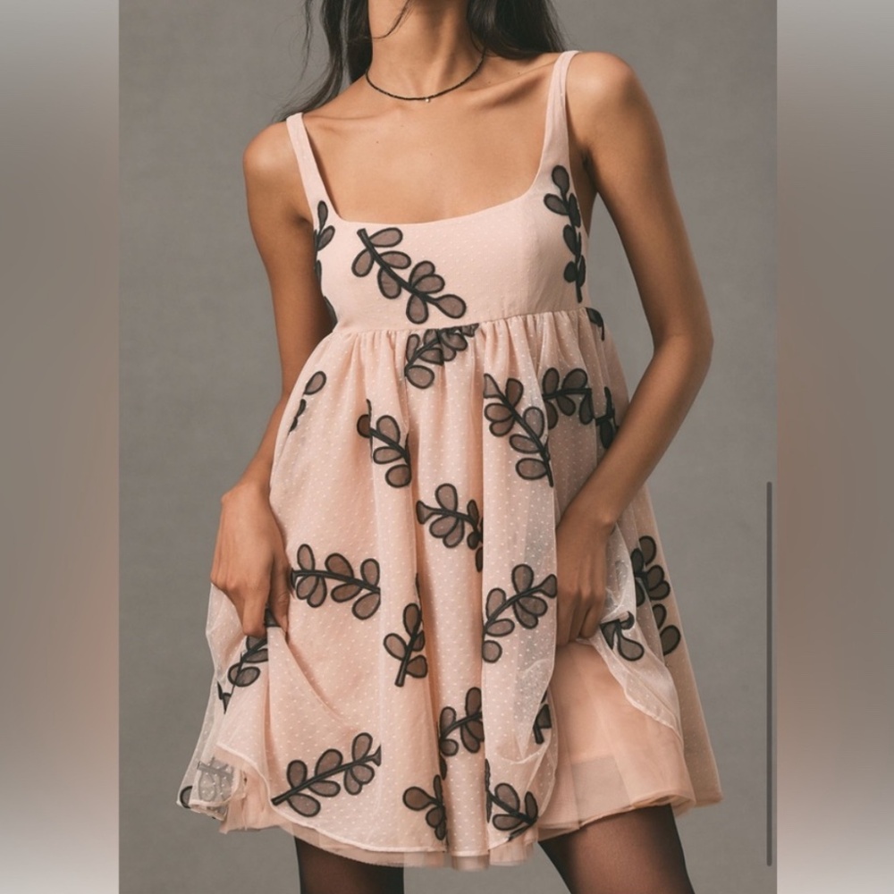 Anthropologie Square Neck Tulle Babydoll Dress - Small